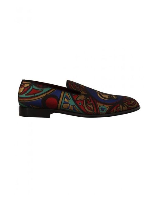 Dolce & Gabbana Black Jacquard Crown Slippers Loafers Shoes for men