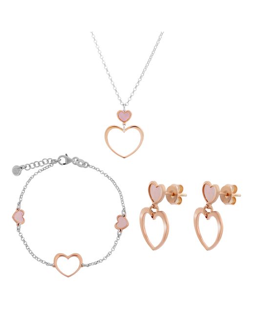 Orphelia Metallic 'Mada' 925 Sterling Set: Chain + Bracelet + Earrings