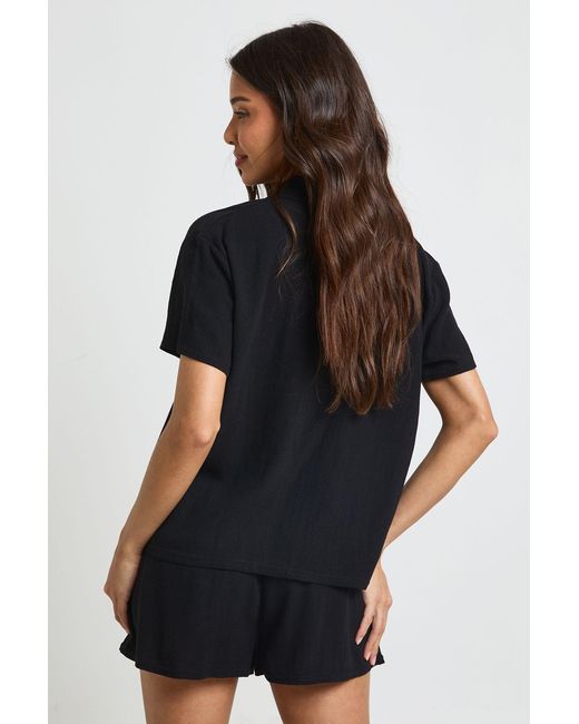 Boohoo Black Linen Look Beach Shorts