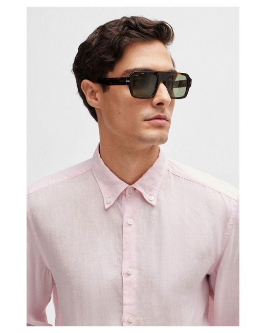 Boss Pink S-Liam-S-Bd-C1-242 Long Sleeved Shirt Light Pastel for men