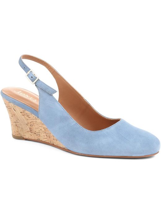 Jones Bootmaker Blue Zahra Leather Wedges