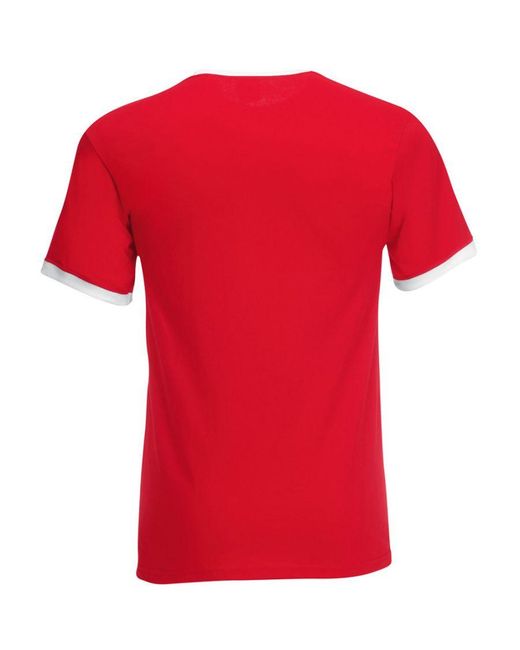 Fruit Of The Loom Red Ringer Short Sleeve T-Shirt Cotton for men