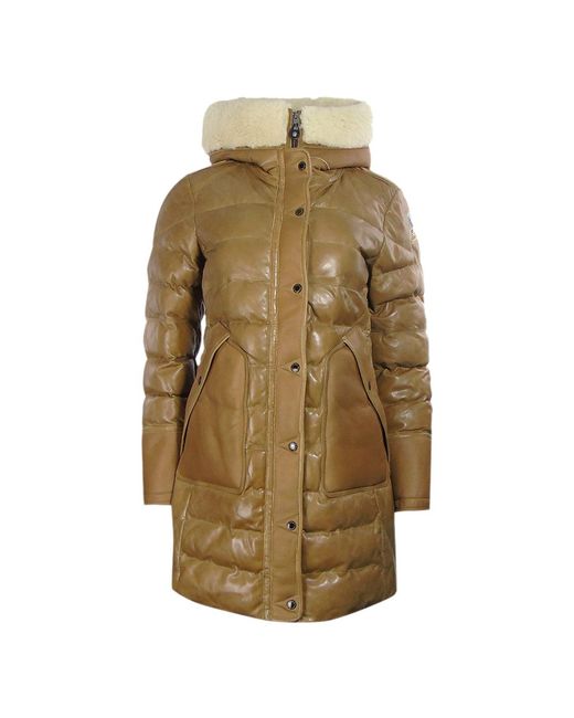 Parajumpers Green Demi Special Long Leather Down Jacket for men