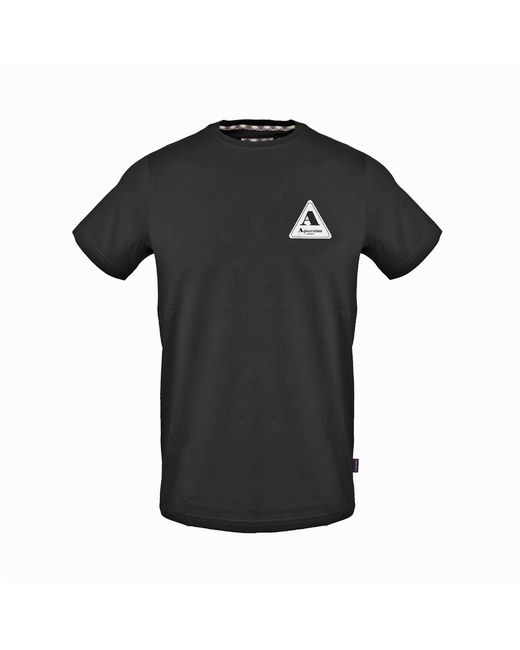 Aquascutum Black Crew Neck Short Sleeve Regular Fit T-Shirt for men