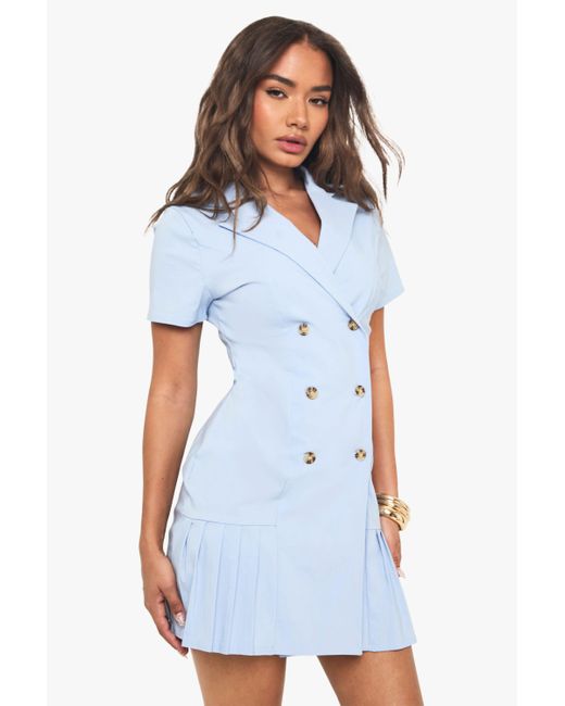 Boohoo Blue Bengaline Tennis Skirt Blazer Dress