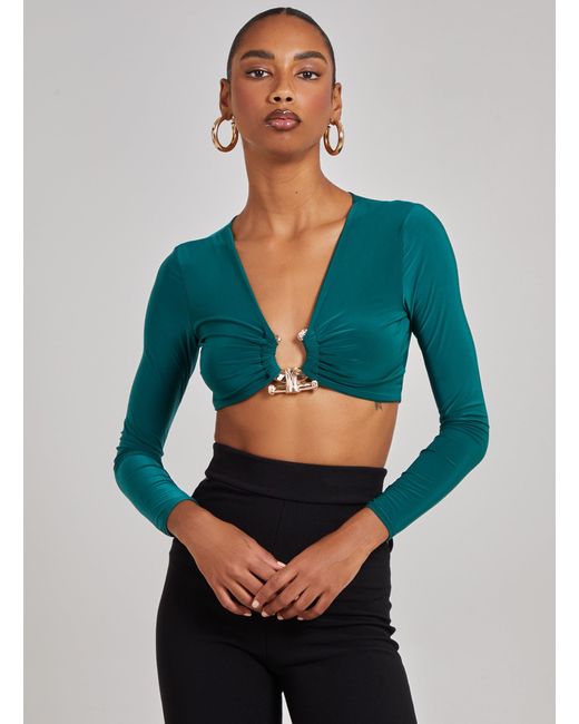 Pink Vanilla Blue Trim Slinky Long Sleeve Top