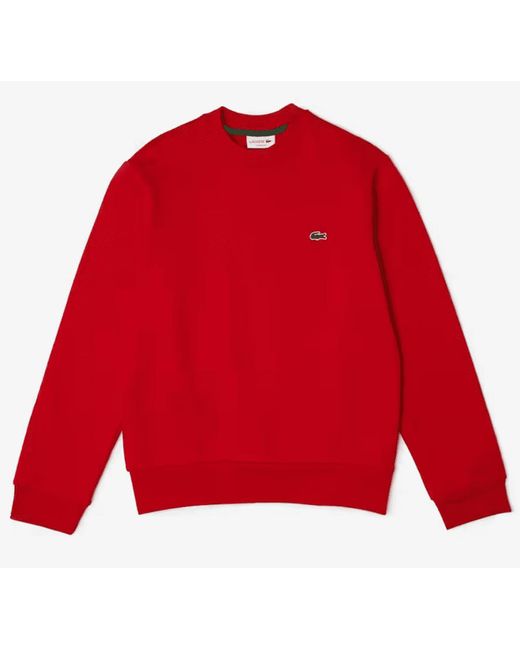 Lacoste Red Crew Neck Sweatshirt Cotton for men
