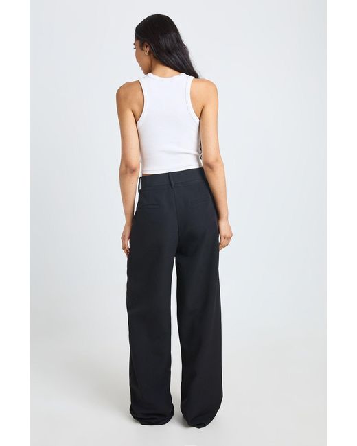 Boohoo Blue Tall Self Fabric Belted Wide Leg Trouser