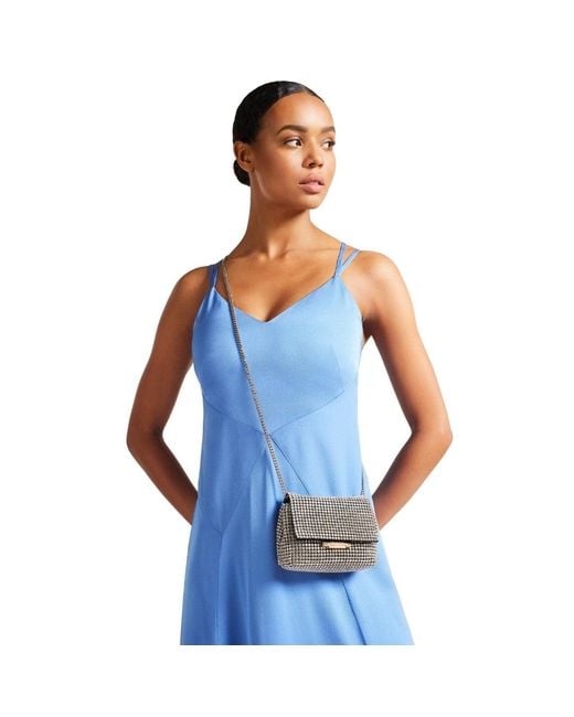 Ted Baker Gray Gliters Crystal Mini Crossbody Bag