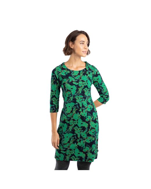 Weird Fish Green Ladies Shafika Printed Jersey Midi Dress (Night)