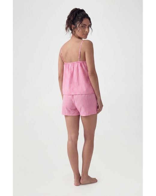 Boohoo Pink Stripe Bow Detail Cami & Flippy Shorts Co-Ord Set