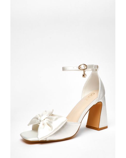Quiz White Bridal Bow Heeled Sandals