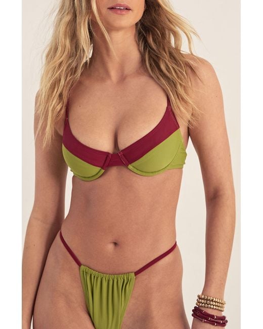 Nasty Gal Green Contrast Underwire Bikini Set