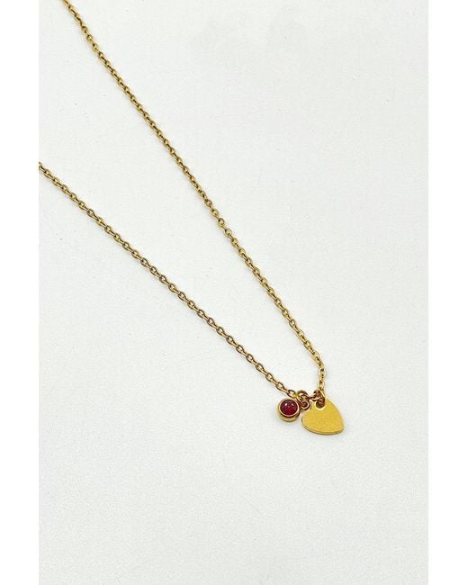 SVNX Natural Mini Heart & Janurary Birthstone Necklace