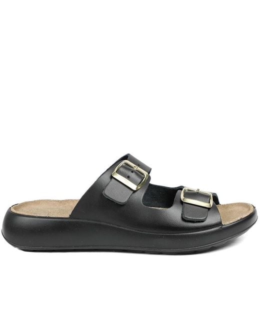 Jones Bootmaker Black Harlowe Wide Fit Leather Sandals