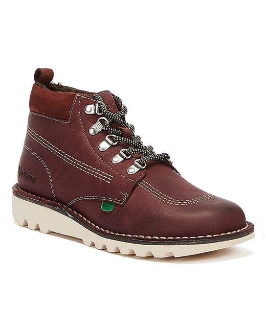 Kickers Brown Hi Winterised Burgundy Boots Leather for men