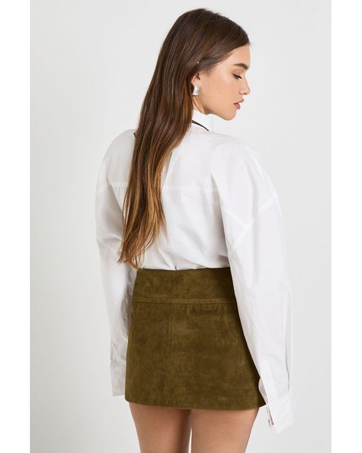 Boohoo Natural Faux Suede Tailored A-Line Mini Skirt