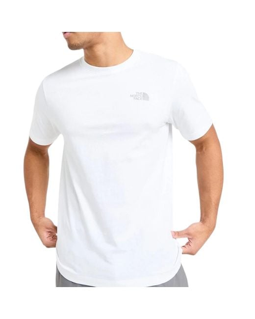 The North Face White Ss Tee Simple Dome Reflective Logo T-Shirt Cotton for men