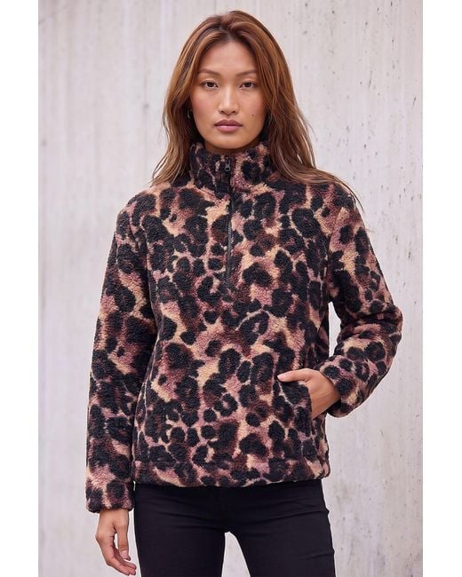 Roman Brown Animal Print Fleece Jacket