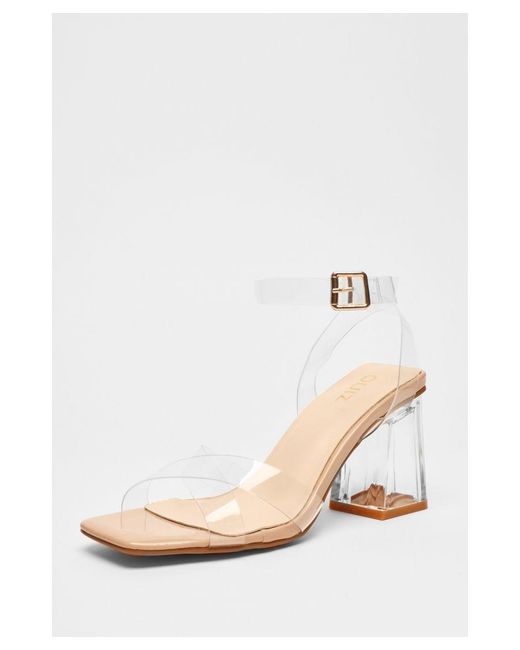 Quiz White Cross Strap Clear Heeled Sandals