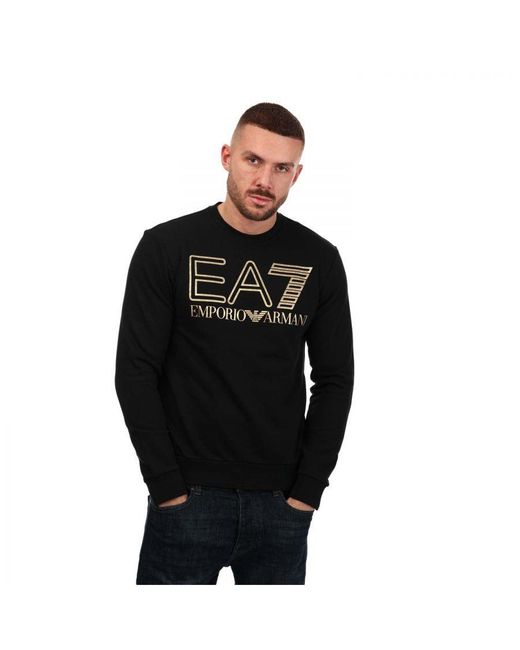 EA7 Emporio Armani Logo Print Sweatshirt In Zwart in het Black voor heren