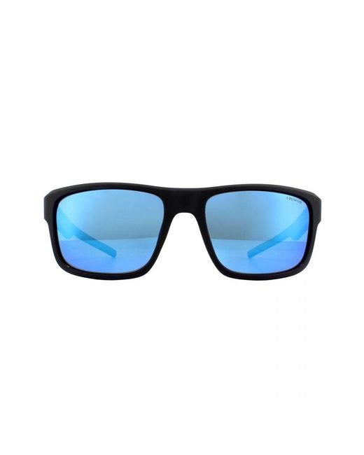 Polaroid Blue Rectangle Matte Mirror Polarized Sunglasses for men