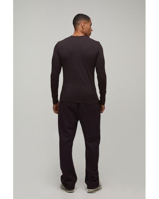 BoohooMAN Blue Essential Muscle Fit Long Sleeve T-Shirt for men