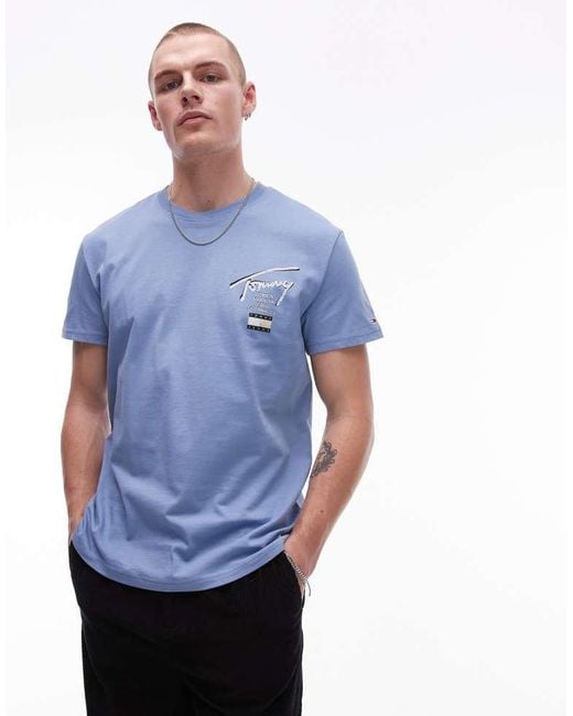 Tommy Hilfiger Blue Regular Signature Back Print T-Shirt for men