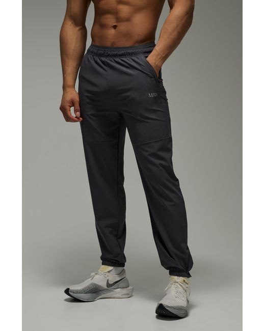 BoohooMAN Black Active Perforated Regular Fit Cuffed Jogger for men