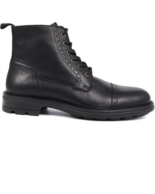 Jones Bootmaker Black Guiseley Leather Lace-Up Boots for men