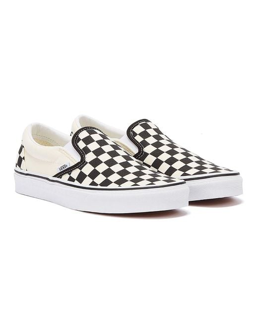 Vans White Classic Slip-On Checkboard Canvas Skate Trainers Rubber
