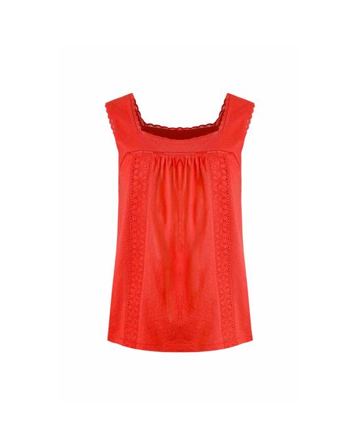 Weird Fish Red Ladies Chelle Organic Cotton Square Neck Vest Top (Tango)