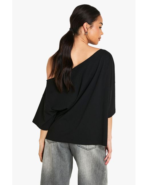 Boohoo Black Off The Shoulder Oversized T-Shirt