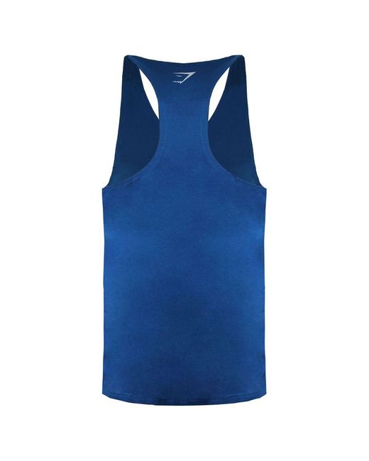 GYMSHARK Blue Outline Logo Tank Top Cotton for men