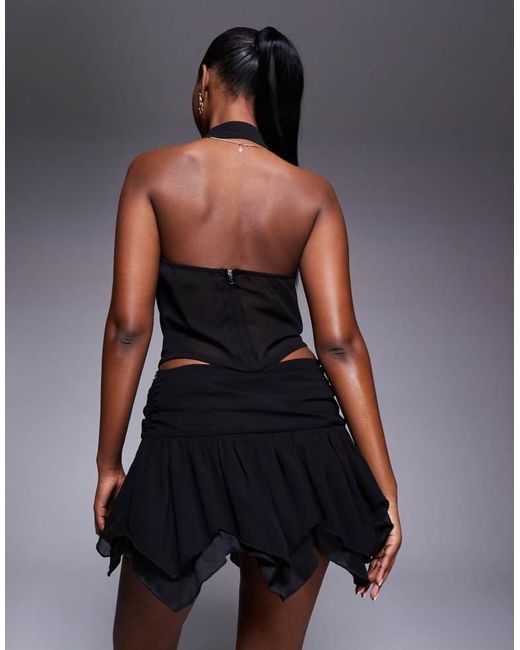 Missy Empire Blue Chiffon Asymmetric Hem Mini Skirt Co-Ord