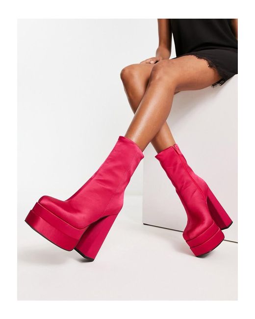 ASOS Pink Encore High-Heeled Platform Boots