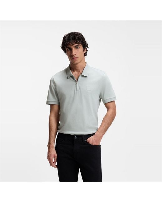 Boss Gray Zip Polo for men