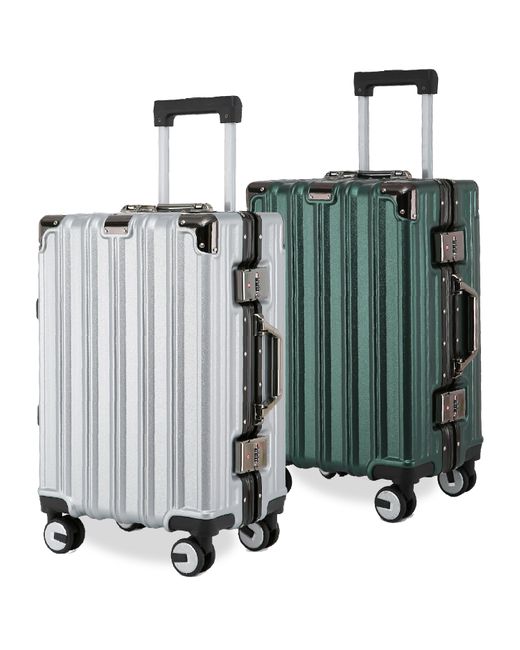 Infinity Leather Green Robust Hard Shell Cabin Suitcase 36 X 24 X 56 Cm Luggage Suitable For Easyjet, Ryanair, Wizzair