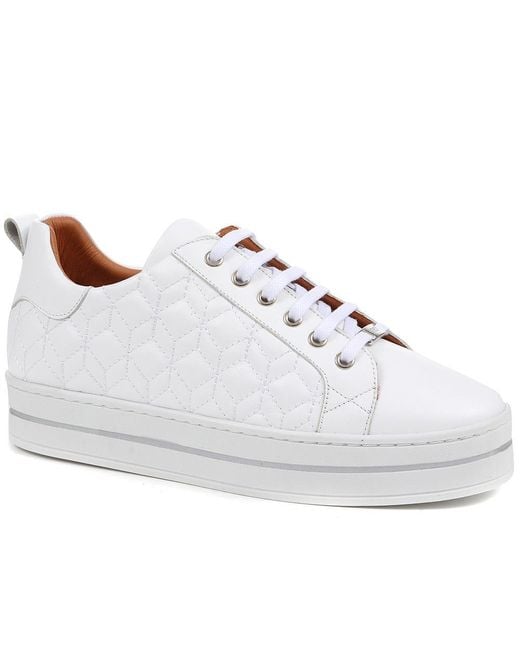 Jones Bootmaker White Alexandrite Leather Quilted Trainers