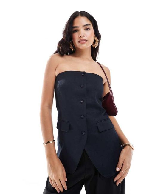ASOS Blue Textured Bandeau Top Co-Ord