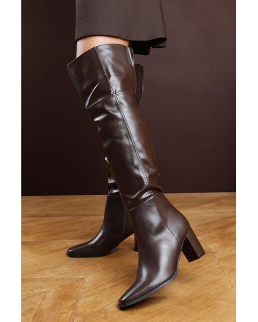 Where's That From Brown Wheres 'Lorraine' Over The Knee Heeled Boots Faux Leather