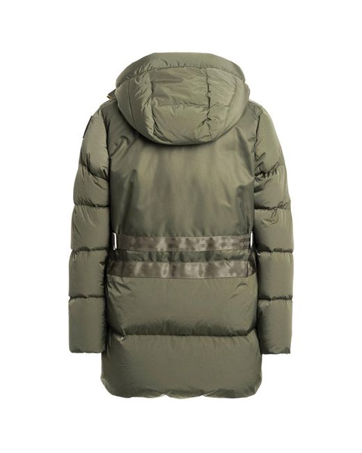 Parajumpers Green Venture Thyme Long Hooded Down Jacket Nylon for men