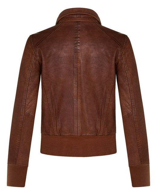 Infinity Leather Brown Ma-1 Varsity Bomber Jacket-Modbury