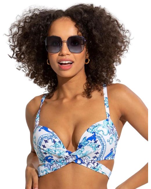 Pour Moi Blue Amalfi Wrap Around Bikini Top