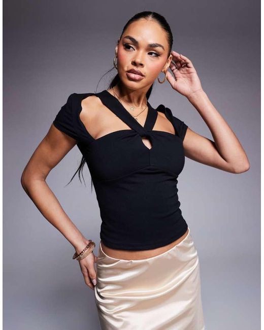 ASOS Blue Halter Neck Top With Underbust Detail