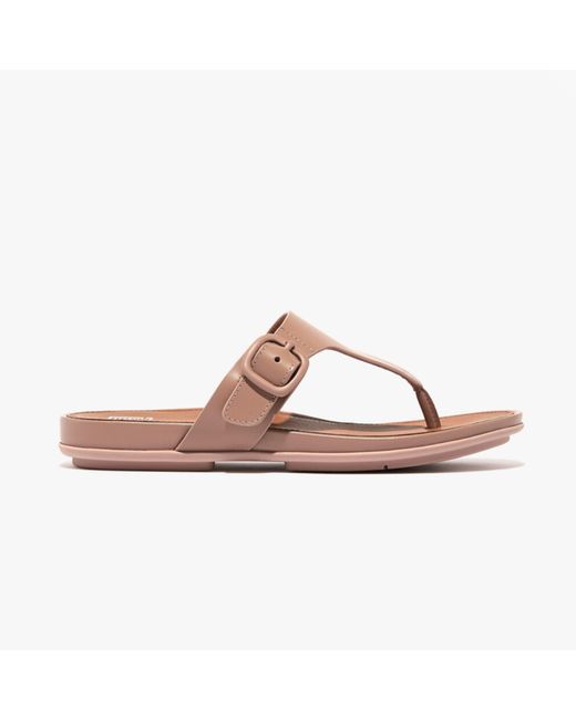 Fitflop Pink Gracie Rubber-Buckle Leather Toe Post