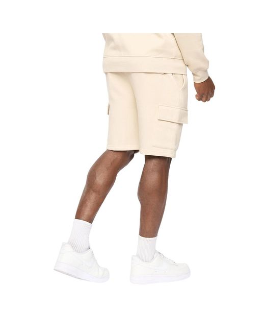 Crosshatch Natural Bardon Cargo Shorts (Light Stone) for men