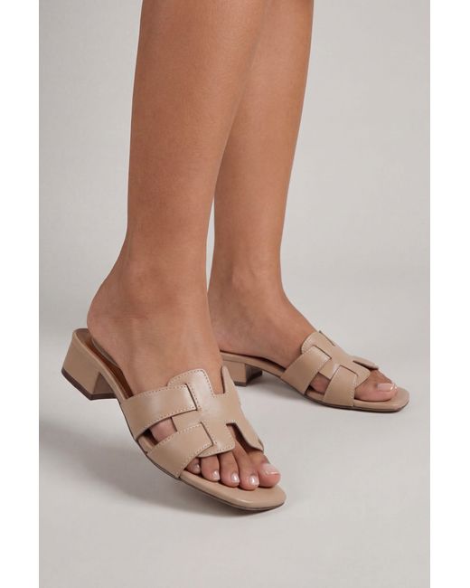 Wallis Brown Lyla Faux Leather Interwoven Low Block Heeled Mules