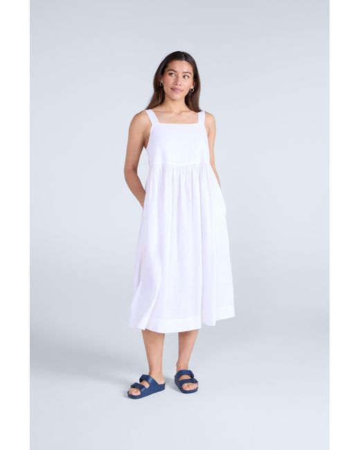 Mountain Warehouse White Linen Midi Dress Breathable Comfortable Travelling Outfit
