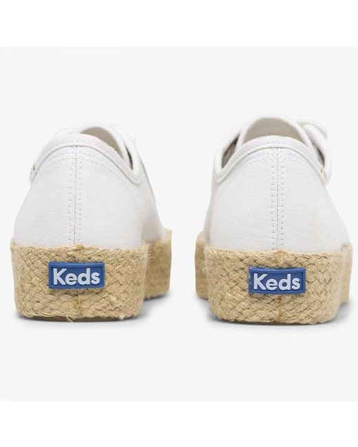 Keds White Triplekick Canvas Organic Cotton Cushiony Shoes With Softerra Footbed